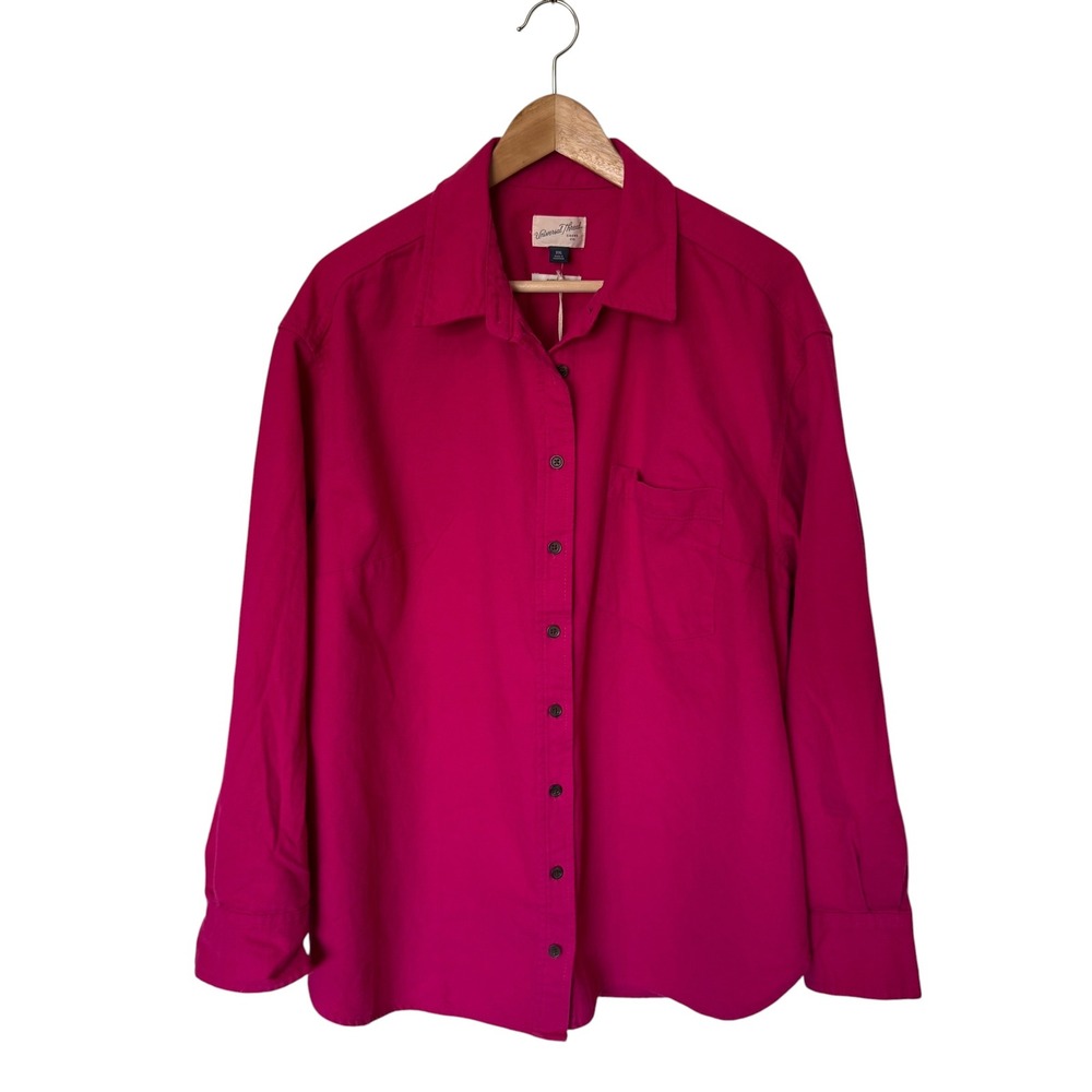 Universal Thread Button Down‎ Shirt Women XXL Magenta New Oversized Fit Cotton